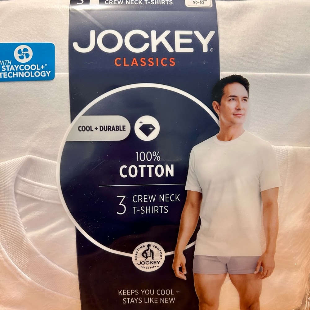 Jockey Classics White Crew Neck T-Shirts 3-Pack - 2XL